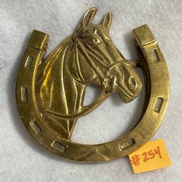 Horse & Horseshoe Brass Door Knocker