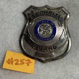 State Of Wisconsin 'Security Guard' Metal Badge