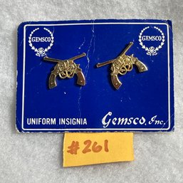 Crossed Revolvers/Pistols Lapel Pins - Vintage Gemsco Police Officer