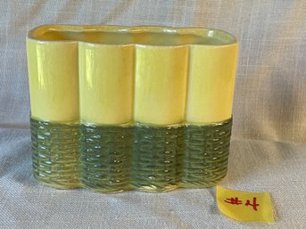 Green & Yellow Basket Weave Planter/Vase - McCoy Pottery VINTAGE