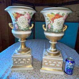 Pair Of Large Vintage Porcelain Urn Vases