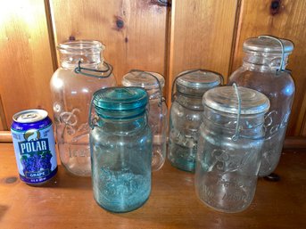 Lot Of Vintage Mason Jars, Glass Canning Jars