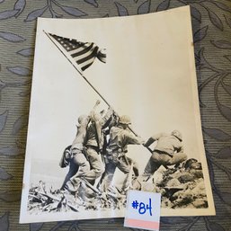 'Old Glory Goes Up On Mount Suribachi, Iwo Jima' Original WWII Press Photo