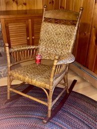 Awesome Mid-Century Woven Rattan & Bamboo Rocking Chair