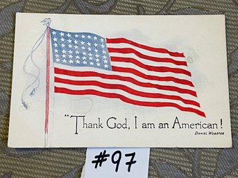'Thank God, I Am An American!' 1918 Patriotic Postcard