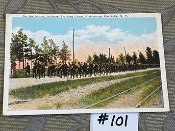 1926 'On The March' Military Training Camp - Plattsburgh Barracks, NY Postcard