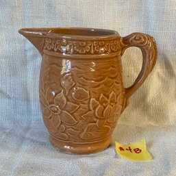 McCoy Lotus Pitcher With Fish Handle RARE American Art Pottery - Vintage