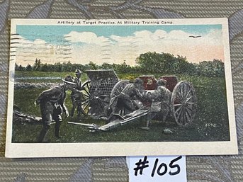 Artillery At Target Practice  At Military Training Camp 1917 Antique Postcard