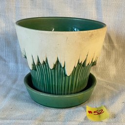 1950s McCoy Green 'Icicle' Planter/Flower Pot With Attached Saucer #115