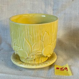 Yellow Mid-Century Art Pottery Flower Pot - McCoy (?)