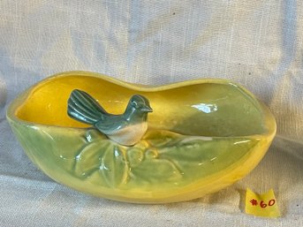 McCoy Yellow & Green Oval Bird Planter, Bowl VINTAGE Art Pottery