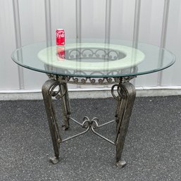 Glass Top Iron Bistro Table