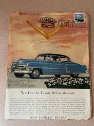 Vintage Cadillac Magazine Ad With First Day Issue Stamp