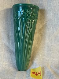 Green Shawnee Pottery Daffodil Wall Pocket VINTAGE Pottery Flower Vase