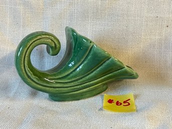 Green McCoy Art Pottery Cornucopia Wall Pocket Vase VINTAGE