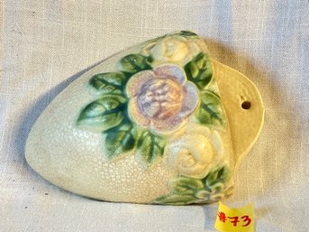 Vintage Roseville Pottery 'Rozane' Flower (?) Wall Pocket Vase