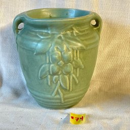 Unique Green McCoy Pottery Double Handle Flower Pot Urn 1930s Art Pottery