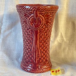 Burgundy McCoy Basketweave Vase VINTAGE American Art Pottery