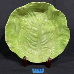 Wannopee - New Milford, CT Pottery 'Lettuce Leaf' Large 9.5' Serving Bowl - Antique Majolica
