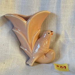 Shawnee Pink Bird VINTAGE Art Pottery Wall Pocket, Vase