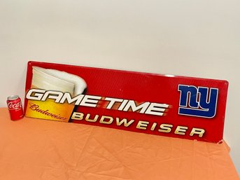 Budweiser Beer New York Giants Metal Advertising Sign