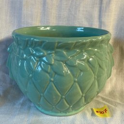 Turquoise McCoy Art Pottery Vase, Small Planter - Floral Quilted Design VINTAGE