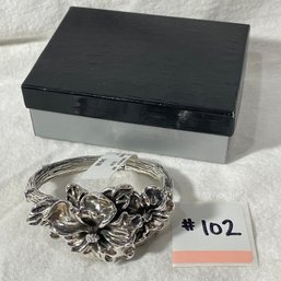 Sterling Silver Floral Cuff Bracelet NEW