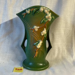 Amazing Roseville Vase GREEN SNOWBERRY Beautiful Vintage Art Pottery