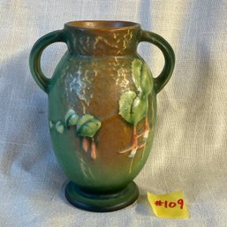 Roseville 'Fuchsia' Art Pottery Double Handle Vase VINTAGE Beautiful