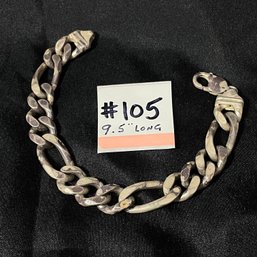 Sterling Silver 'Figaro' Chain Bracelet 9.5' Long ITALY