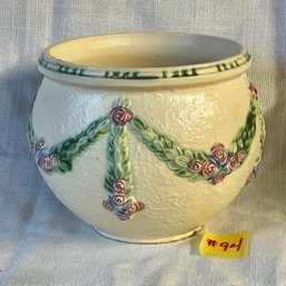 Antique Roseville Pottery 'La Rose' Planter, Bowl - Small Jardiniere