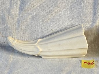 Cream White Horn Shaped Wall Pocket, Vase VINTAGE Art Pottery