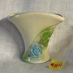 Blue Flower Small Ceramic Wall Pocket/Vase VINTAGE Art Pottery