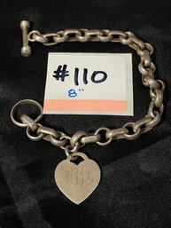 Silver Charm Bracelet 8' Rolo Link Chain