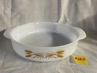 Vintage FIRE KING 'Wheat' Round 8' Glass Baking Dish, Cake Pan