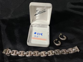 Sterling Silver Bracelet & Earring Set ITALY