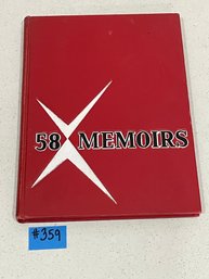 1958 Danbury, CT High School Yearbook 'Memoirs' Vintage