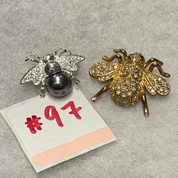 (2) Bee Pins - Gold & Silver Tone