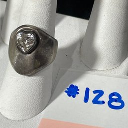 Sterling Silver Ring With Cubic Zirconia Heart Stone