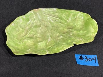 Wannopee - New Milford, CT Pottery 'Lettuce Leaf' Bone Plate - Antique Majolica
