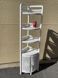 Vintage White Wicker Corner Shelf - Great Condition