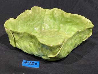 Wannopee - New Milford, CT Pottery 'Lettuce Leaf' Square Serving Bowl - Antique Majolica