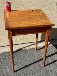 Antique Slant Top School Desk With Storage