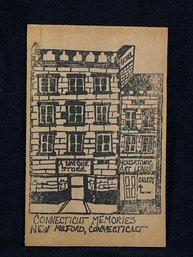 'Connecticut Memories' New Milford, CT Wood Postcard - Vintage