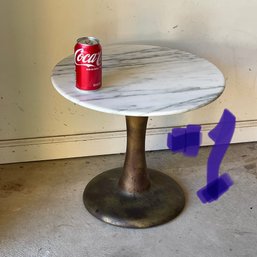 Marble Top End Table/Lamp Table #1 With Tulip Style Base, Mid-Century