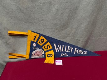 1958 Valley Forge, Pennsylvania Vintage Felt Pennant