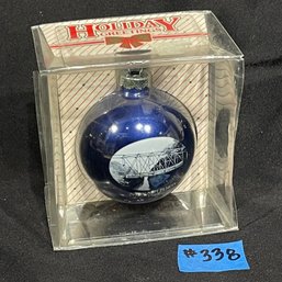 1999 New Milford, CT Lover's Leap Bridge Glass Christmas Ornament