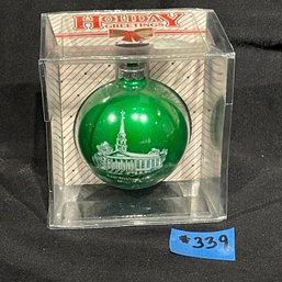 1997 New Milford, CT Congregational Church Glass Christmas Ornament
