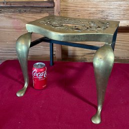 Antique/Vintage Brass Fireplace Footman Stool, Warmer