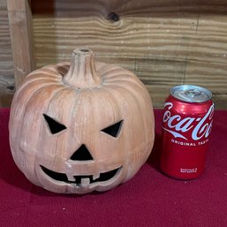 Terracotta Pumpkin, Jack-o-Lantern Candle Cover, Halloween Decor